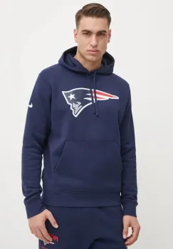 Nike bluza New England Patriots barbati, culoarea albastru marin, cu gluga, cu imprimeu, NKDK-41S-8K-N09 imagine