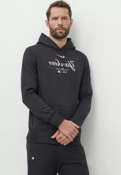 Nike bluza New York Yankees barbati, culoarea negru, cu gluga, cu imprimeu imagine