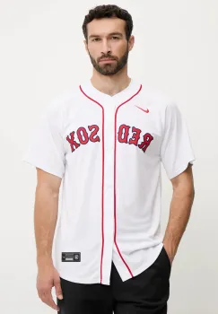 Nike camasa Boston Red Sox culoarea alb, cu guler stand-up, relaxed, LM25-BQHO-BQ-1U2 imagine