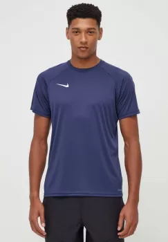 Nike tricou de antrenament culoarea albastru marin, neted imagine