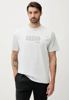 Nike tricou din bumbac Essential SS HeavyMax 90 culoarea gri, cu imprimeu, 01AY-0BB-9B-9P7 imagine