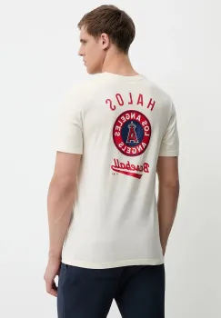 Nike tricou din bumbac Los Angeles Angels culoarea bej, cu imprimeu, N199-15A-ANG-SAZ imagine