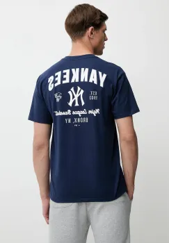Nike tricou din bumbac New York Yankees culoarea bleumarin, cu imprimeu, 01AY-44B-NK-32K imagine
