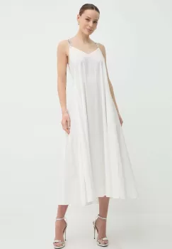 Nissa rochie culoarea alb, midi, evazati, RC14928 imagine