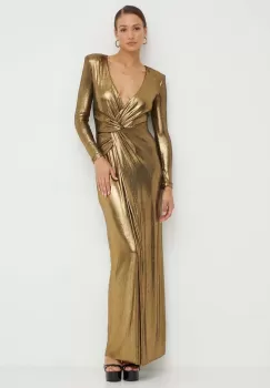 Nissa rochie culoarea auriu, maxi, mulata imagine