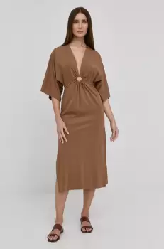 Nissa rochie culoarea maro, midi, evazati imagine
