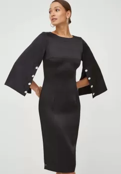 Nissa rochie culoarea negru, midi, drept imagine