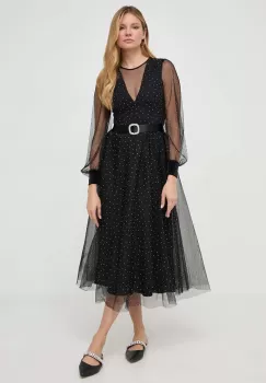 Nissa rochie culoarea negru, midi, evazati imagine