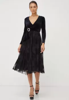 Nissa rochie culoarea negru, midi, evazati imagine