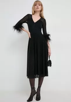 Nissa rochie culoarea negru, midi, evazati imagine