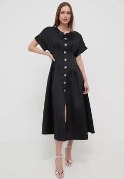 Nissa rochie culoarea negru, midi, evazati imagine