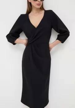 Nissa rochie culoarea negru, midi, evazati imagine