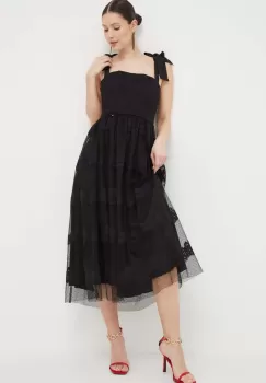 Nissa rochie culoarea negru, midi, evazati imagine