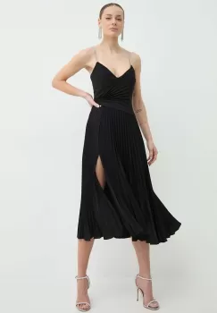 Nissa rochie culoarea negru, midi, evazati, RS14816 imagine