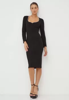Nissa rochie culoarea negru, midi, mulata imagine