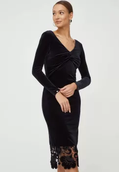 Nissa rochie culoarea negru, midi, mulata imagine