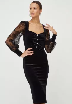 Nissa rochie culoarea negru, midi, mulata imagine