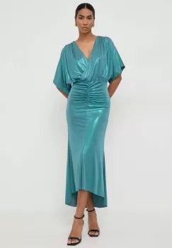 Nissa rochie culoarea verde, maxi, drept imagine