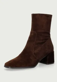 Nokwol  botine cu toc pentru femei din piele intoarsa Jan Brown Suede imagine