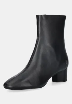 Nokwol cizme de piele Alyssa Black Leather culoarea negru, cu toc drept, Alyssa Black Leather imagine