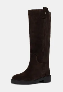 Nokwol cizme din piele intoarsa Jose Brown Leather culoarea maro, cu toc plat, Jose Brown Leather imagine