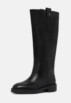Nokwol ghete de piele Jose Black Leather culoarea negru, cu toc plat, Jose Black Leather imagine