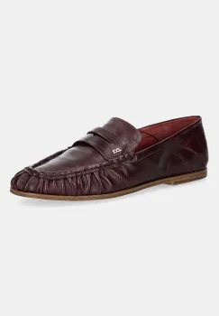 Nokwol mocasini de piele Mica culoarea bordo, cu toc plat, Mica imagine