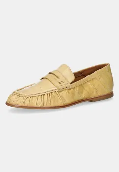 Nokwol mocasini de piele Mica culoarea galben, cu toc plat, Mica imagine