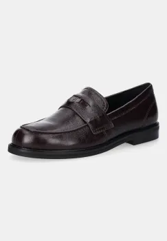 Nokwol mocasini de piele Moto culoarea bordo, cu toc plat, Moto imagine