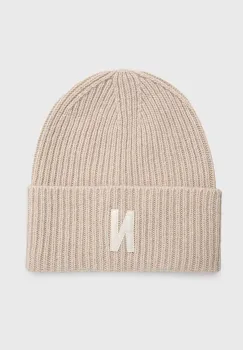 Norse Projects caciula de lana Merino Lambswool Rib N Logo Beanie culoarea bej, de lana, N95-0953-2064 imagine
