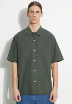 Norse Projects camasa Carsten Cotton Tencel barbati, culoarea verde, cu guler clasic, regular, N40.0579.8022 imagine