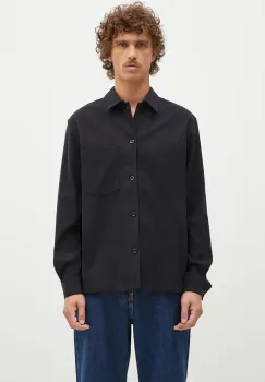 Norse Projects camasa din lana Carsten Cotton Wool LS Shirt culoarea negru, cu guler clasic, regular, N40.0806.9999 imagine