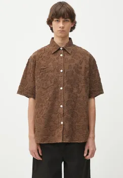 Norse Projects camasa Mo Oversized Fil Coupe SS Shirt culoarea maro, cu guler clasic, relaxed, N40.0830.2033 imagine