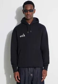 Norse Projects hanorac de bumbac Arne Relaxed Organic Chain Stitch Logo Hoodie barbati, culoarea bleumarin, cu gluga, cu imprimeu N20.1358.7004 imagine