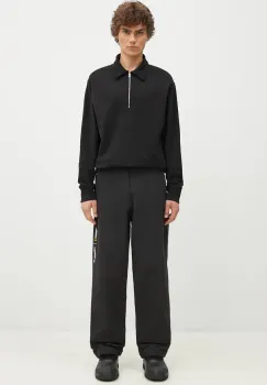 Norse Projects hanorac de bumbac Ketel Relaxed Organic NORSE Logo Half Zip barbati, culoarea negru, neted, N20.1369.9999 imagine