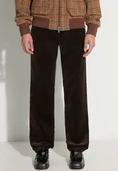 Norse Projects pantaloni de catifea cord Aros culoarea maro, drept imagine