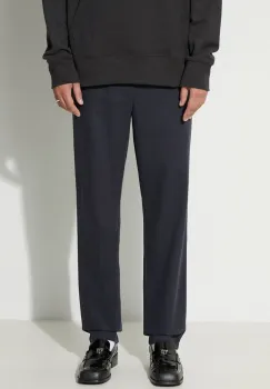Norse Projects pantaloni din lana Ezra Relaxed Cotton Wool Twill Trouser culoarea bleumarin, cu fit chinos, N25-0391-7004 imagine