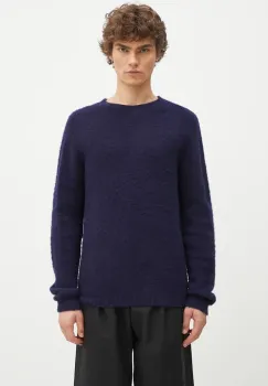 Norse Projects pulover de lana Birnir Brushed Lambswool barbati, culoarea bleumarin, calduros, N45.0520.7004 imagine
