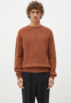 Norse Projects pulover de lana Birnir Brushed Lambswool barbati, culoarea maro, N45.0520.4001 imagine