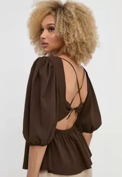 Notes du Nord bluza Carrie femei, culoarea maro, neted imagine