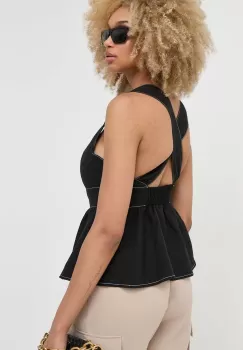 Notes du Nord bluza din amestec de in culoarea negru, neted imagine