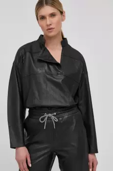 Notes du Nord bluza din piele femei, culoarea negru, neted imagine