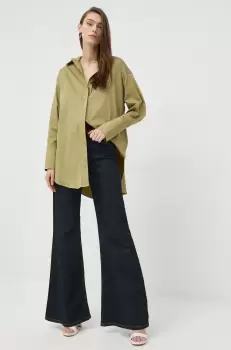 Notes du Nord camasa femei, culoarea verde, cu guler clasic, relaxed imagine
