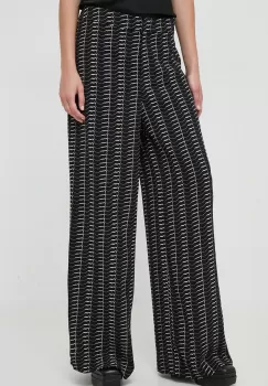 Notes du Nord pantaloni femei, culoarea negru, lat, high waist imagine