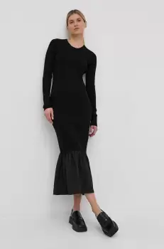 Notes du Nord Rochie Bailee culoarea negru, maxi, mulat imagine