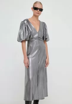 Notes du Nord rochie culoarea argintiu, midi, evazati imagine