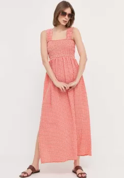 Notes du Nord rochie culoarea portocaliu, maxi, evazati imagine