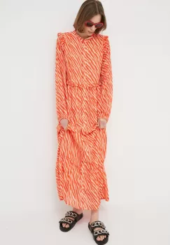 Notes du Nord rochie culoarea portocaliu, maxi, oversize imagine