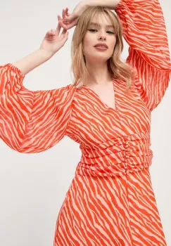 Notes du Nord rochie culoarea portocaliu, mini, evazati imagine