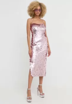 Notes du Nord rochie culoarea roz, maxi, mulata imagine